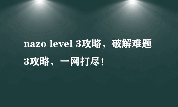 nazo level 3攻略，破解难题3攻略，一网打尽！