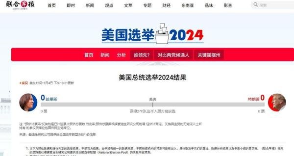 美国大选实时计票网站，有中文，可直连