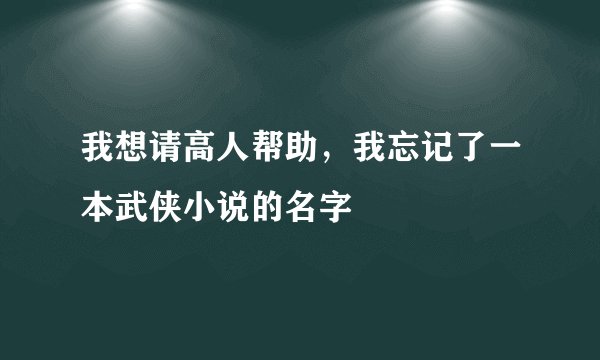 我想请高人帮助，我忘记了一本武侠小说的名字