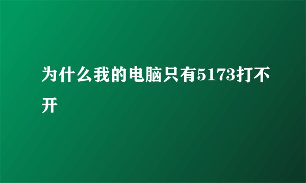 为什么我的电脑只有5173打不开