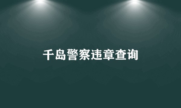 千岛警察违章查询