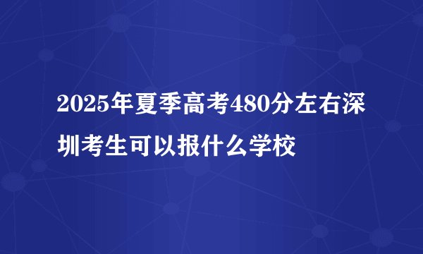 2025年夏季高考480分左右深圳考生可以报什么学校