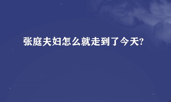 张庭夫妇怎么就走到了今天?