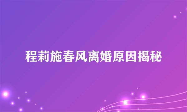 程莉施春风离婚原因揭秘