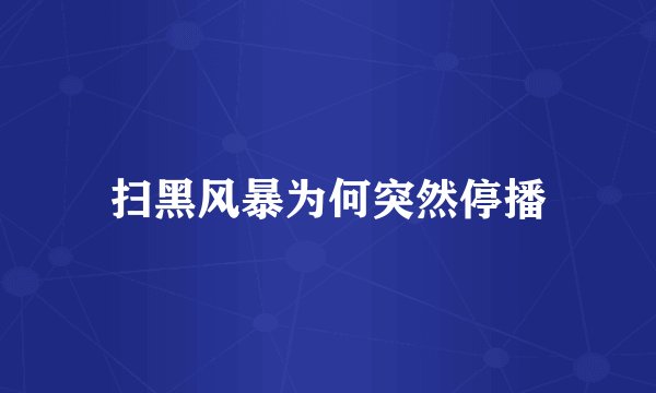 扫黑风暴为何突然停播