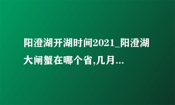 阳澄湖开湖时间2021_阳澄湖大闸蟹在哪个省,几月份最好吃最美味