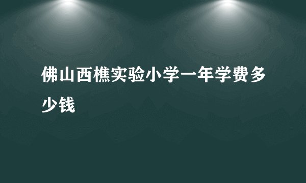 佛山西樵实验小学一年学费多少钱