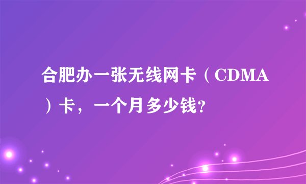合肥办一张无线网卡（CDMA）卡，一个月多少钱？