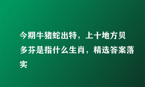 今期牛猪蛇出特，上十地方贝多芬是指什么生肖，精选答案落实