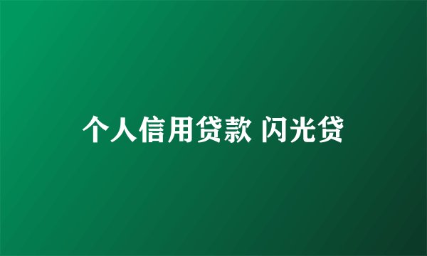 个人信用贷款 闪光贷
