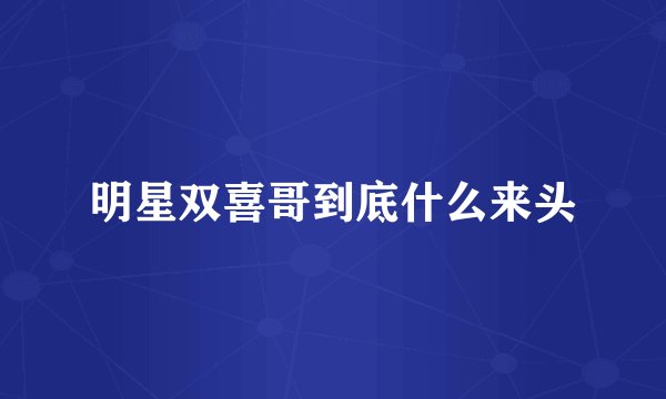 明星双喜哥到底什么来头