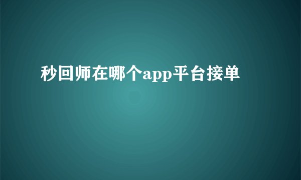 秒回师在哪个app平台接单