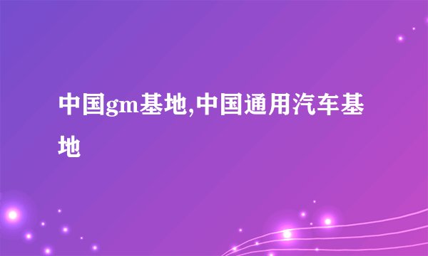 中国gm基地,中国通用汽车基地