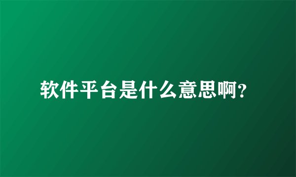 软件平台是什么意思啊？