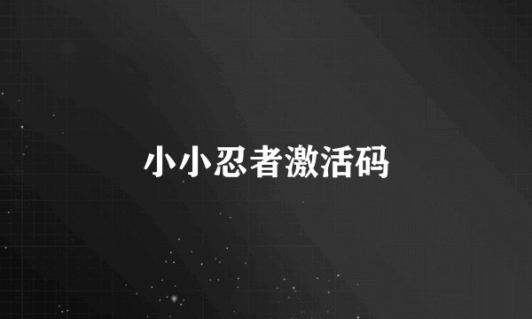 小小忍者激活码