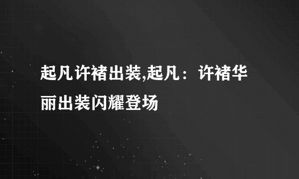 起凡许褚出装,起凡：许褚华丽出装闪耀登场