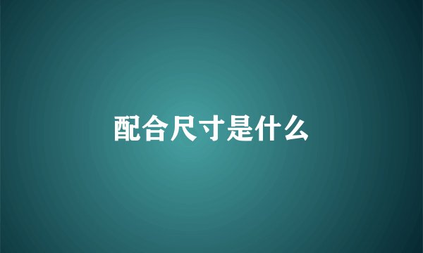 配合尺寸是什么