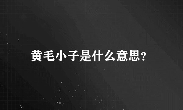 黄毛小子是什么意思？