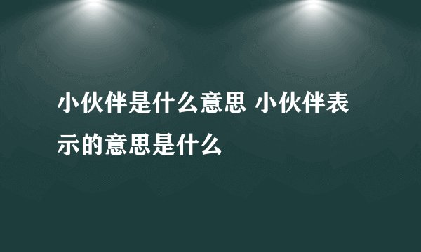 小伙伴是什么意思 小伙伴表示的意思是什么