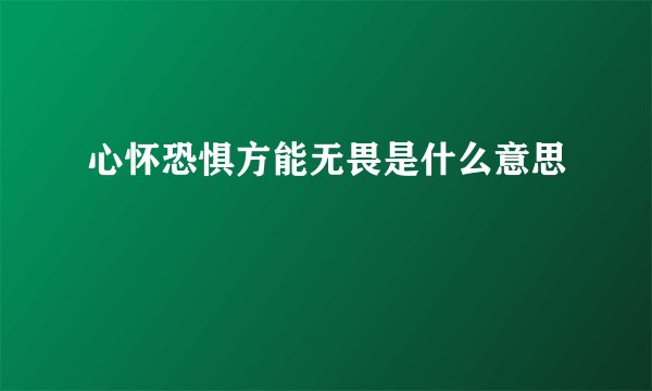 心怀恐惧方能无畏是什么意思