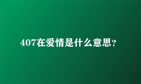 407在爱情是什么意思？