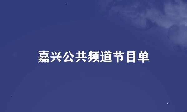 嘉兴公共频道节目单
