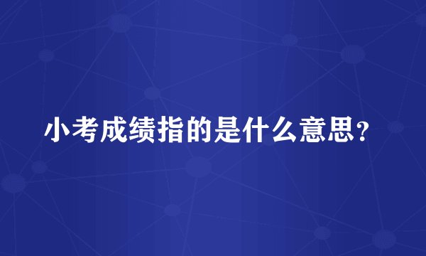 小考成绩指的是什么意思？