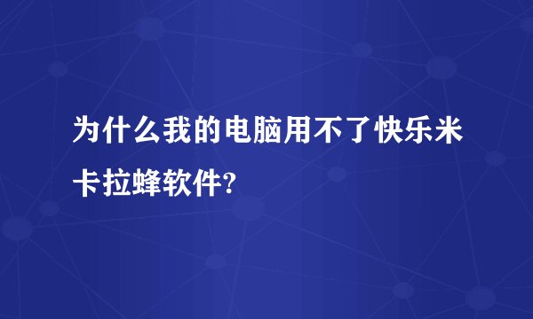 为什么我的电脑用不了快乐米卡拉蜂软件?