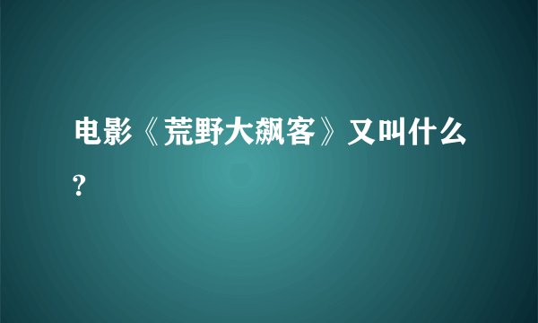 电影《荒野大飙客》又叫什么?