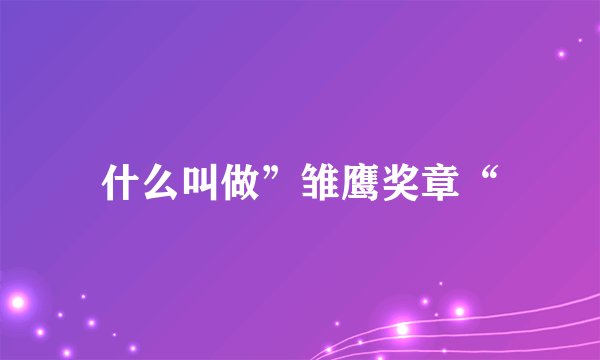 什么叫做”雏鹰奖章“