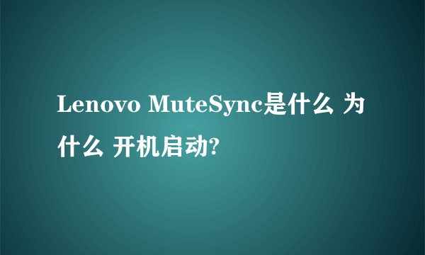 Lenovo MuteSync是什么 为什么 开机启动?