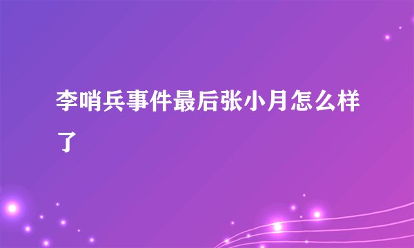 李哨兵事件最后张小月怎么样了