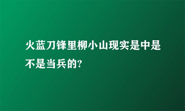 火蓝刀锋里柳小山现实是中是不是当兵的?