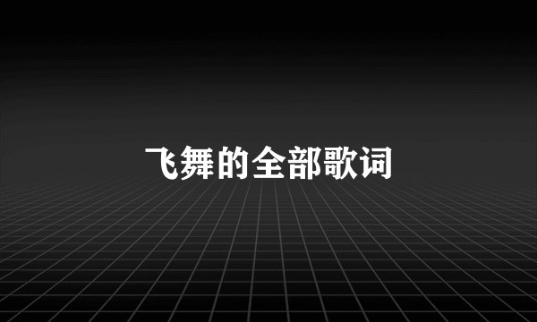 飞舞的全部歌词