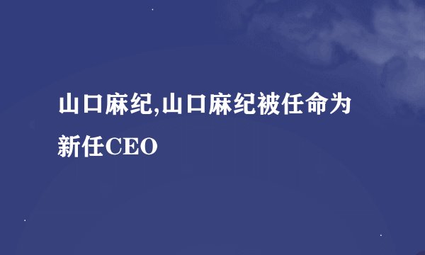 山口麻纪,山口麻纪被任命为新任CEO