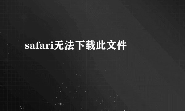 safari无法下载此文件