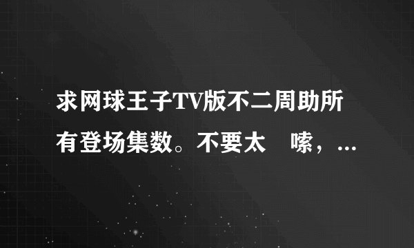 求网球王子TV版不二周助所有登场集数。不要太啰嗦，只把集数和名字写出来就行。