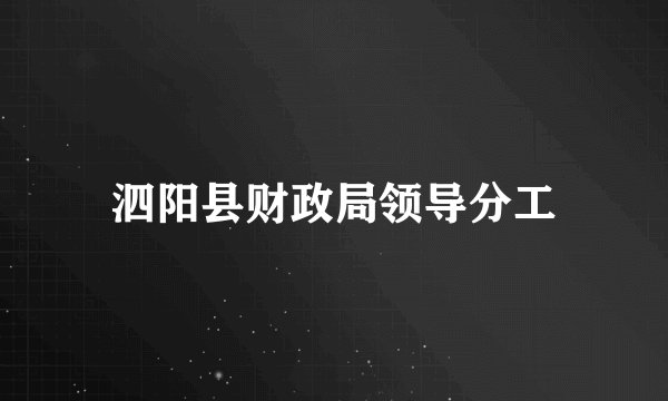 泗阳县财政局领导分工