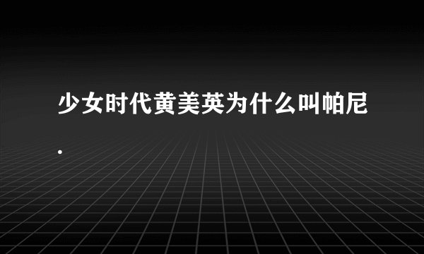 少女时代黄美英为什么叫帕尼.