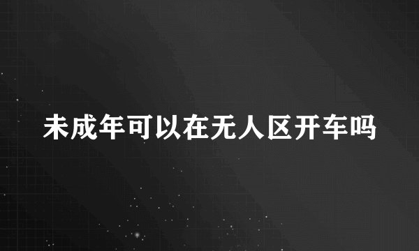 未成年可以在无人区开车吗