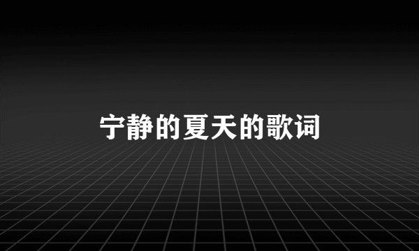 宁静的夏天的歌词