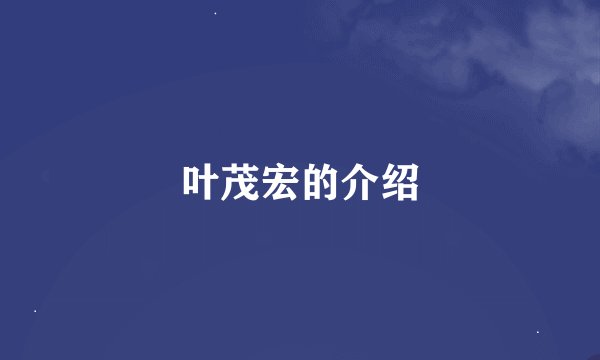 叶茂宏的介绍
