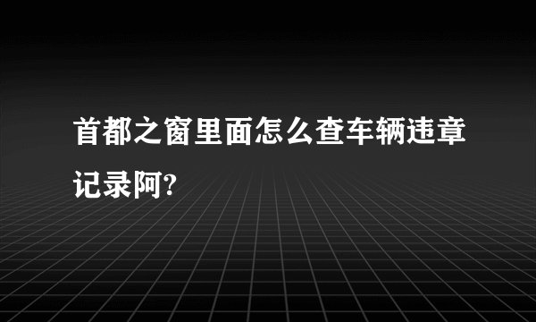 首都之窗里面怎么查车辆违章记录阿?