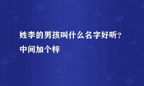 姓李的男孩叫什么名字好听？中间加个梓