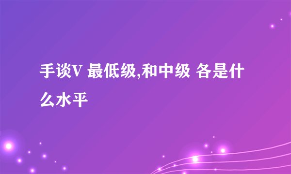手谈V 最低级,和中级 各是什么水平