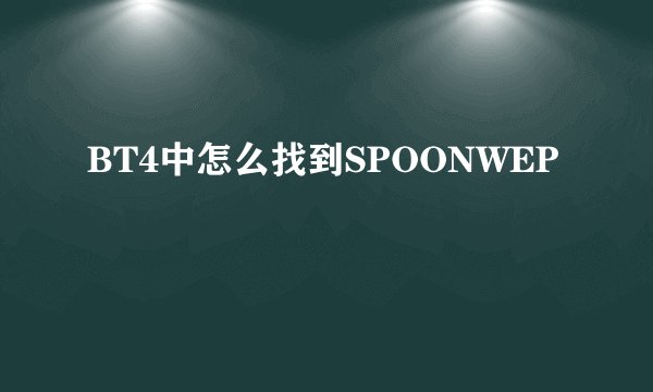 BT4中怎么找到SPOONWEP