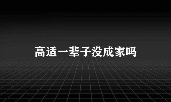 高适一辈子没成家吗