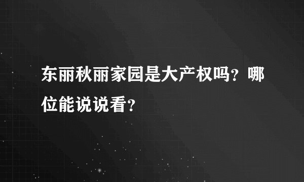 东丽秋丽家园是大产权吗？哪位能说说看？