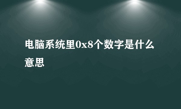 电脑系统里0x8个数字是什么意思
