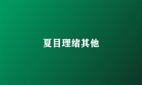 夏目理绪其他